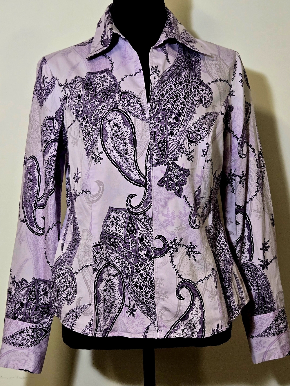 Jones New York Lavender Paisley Button-Front Blouse/Jacket